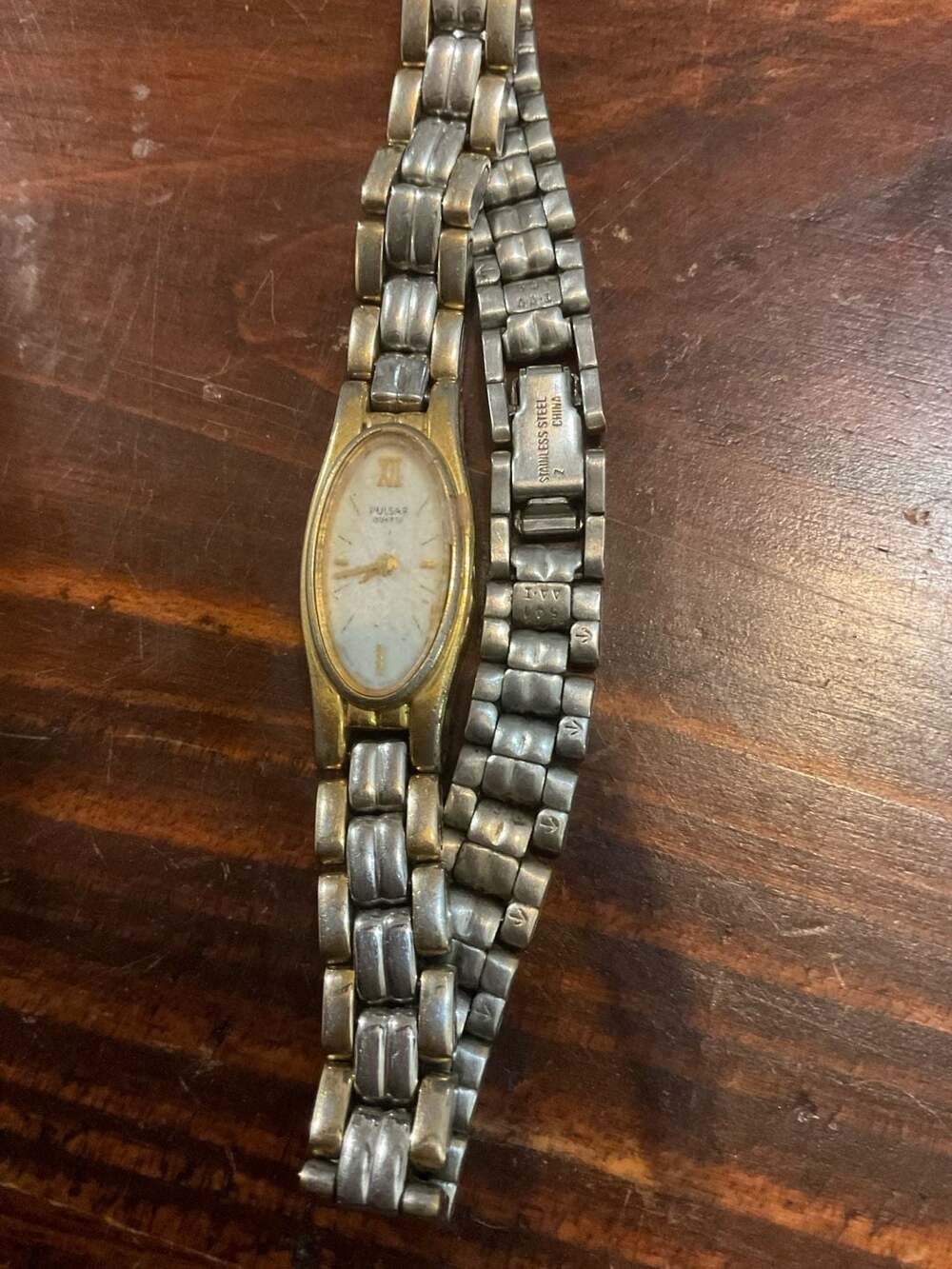 Pulsar V220-6190 Two Tone Oval Quartz Watch